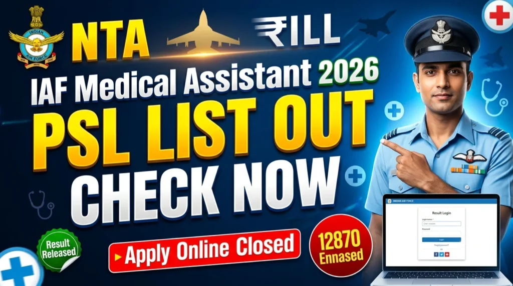 Air Force Group Y Medical Assistant PSL List 2026 Out, Login to Check Result