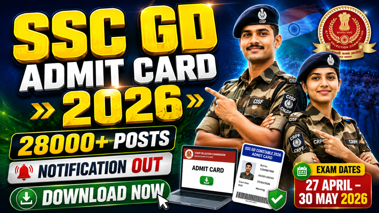 SSC GD Constable 2026 Admit Card Download Link Available, Check Exam Date